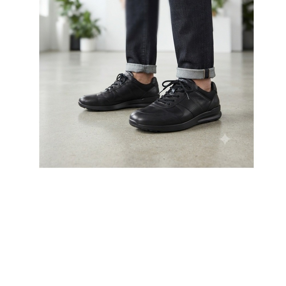 ECCO Mens Soft 7 Runner Sneaker Black Leather 85721401001 Size 47 US 13-13.5